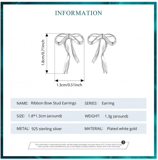 Серьги-гвоздики из серебра «Бант»