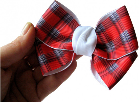 Набор бантов для волос на резинке «Red tartan»