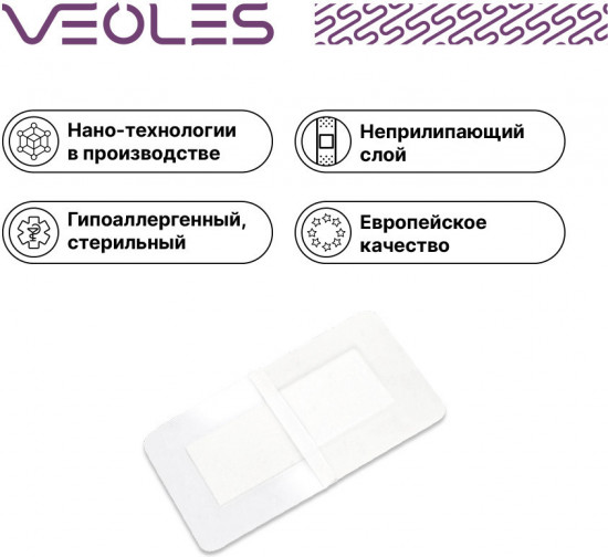 Пластырь-повязка послеоперационная стерильная водонепроницаемая с абсорбирующей подушечкой