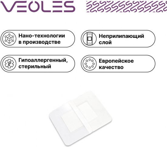 Пластырь-повязка послеоперационная стерильная водонепроницаемая с абсорбирующей подушечкой