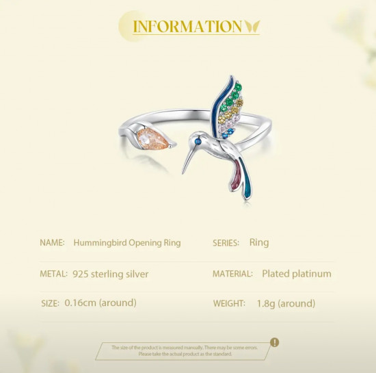 Кольцо из серебра с фианитами «Колибри»