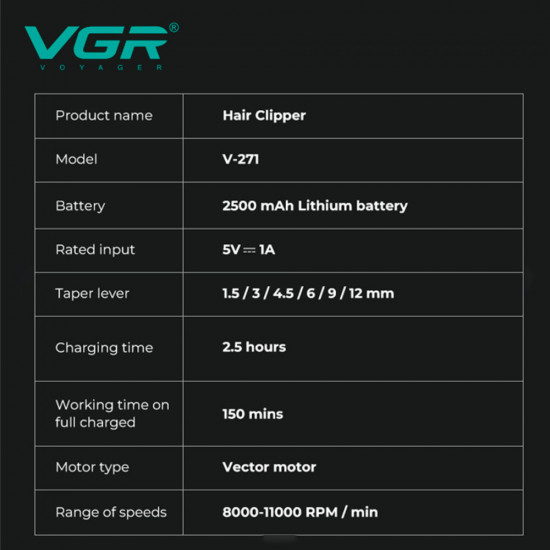 Машинка для стрижки профессиональная VGR V-271