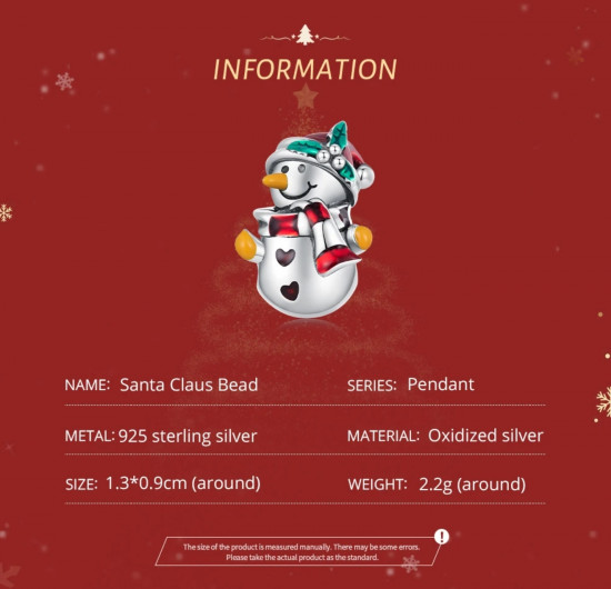 Шарм из серебра с эмалью «Добрый Снеговик»