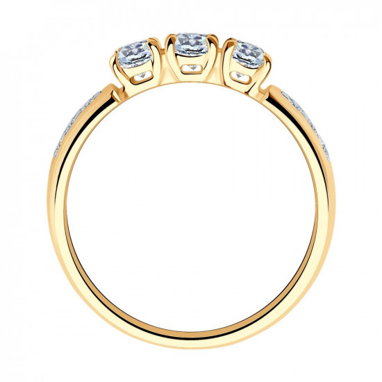 Кольцо из золочёного серебра с фианитами