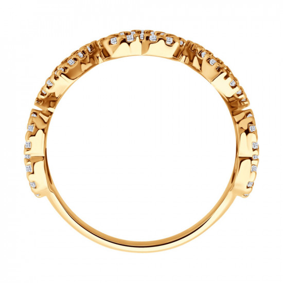 Кольцо из золочёного серебра с фианитами и эмалью