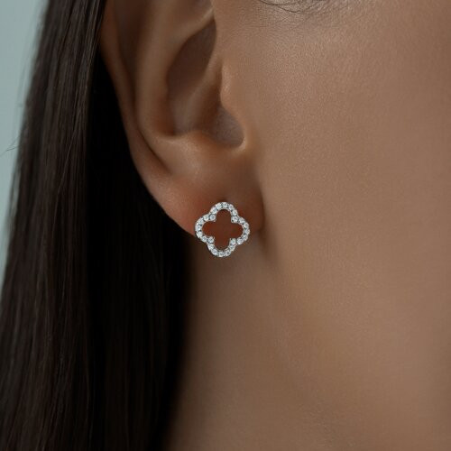 Серьги из серебра с фианитами