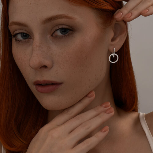 Серьги из серебра с фианитами