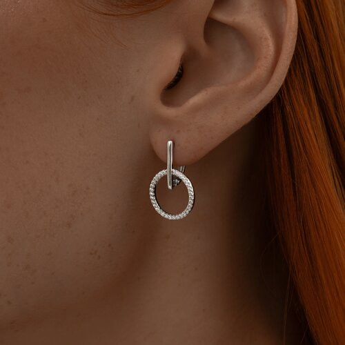 Серьги из серебра с фианитами