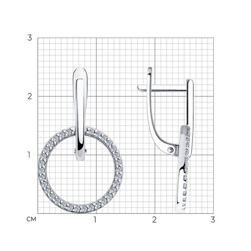 Серьги из серебра с фианитами