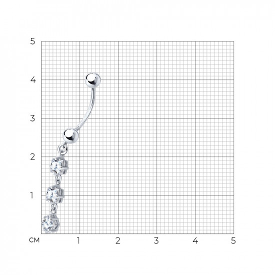 Пирсинг из серебра с фианитами