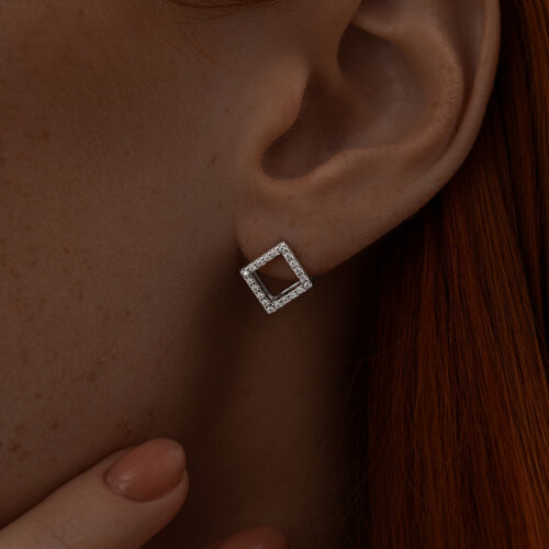 Серьги из серебра с фианитами