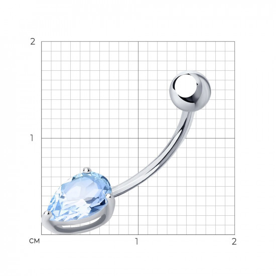 Пирсинг в пупок из серебра с голубым фианитом