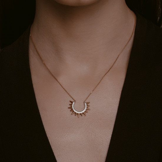 Колье из золочёного серебра с фианитами