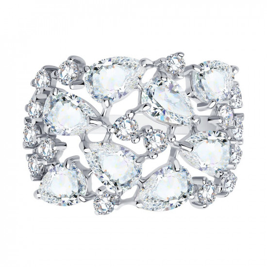 Кольцо из серебра с фианитами