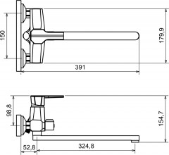 Смеситель для ванны с душем - Фото 4