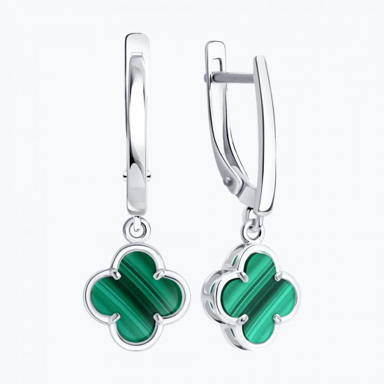 Серьги из серебра с малахитами