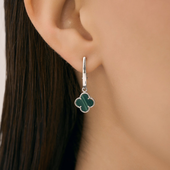 Серьги из серебра с малахитами