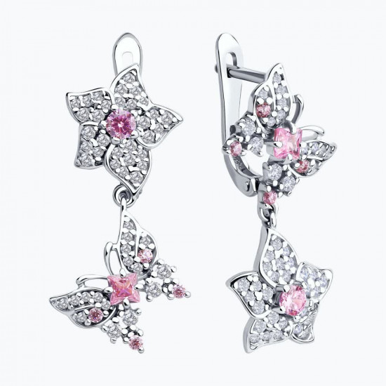 Серьги из серебра с фианитами