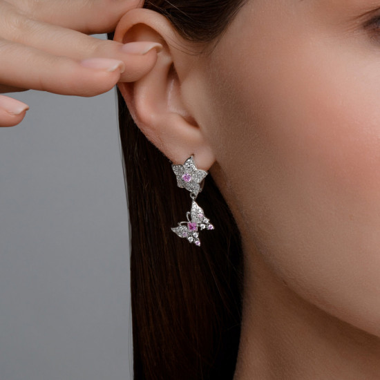 Серьги из серебра с фианитами