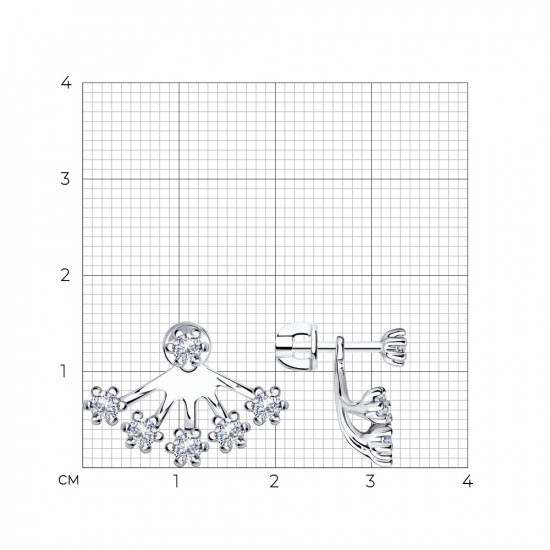 Серьги из серебра с фианитами