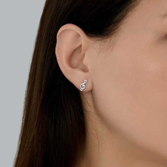 Серьги из серебра с фианитом