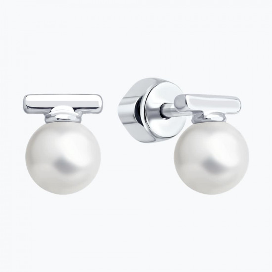 Серьги из серебра с синтетическим жемчугом