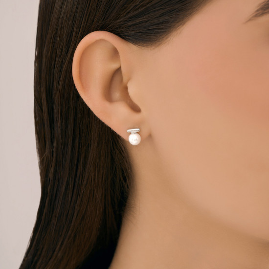 Серьги из серебра с синтетическим жемчугом