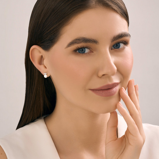 Серьги из серебра с синтетическим жемчугом