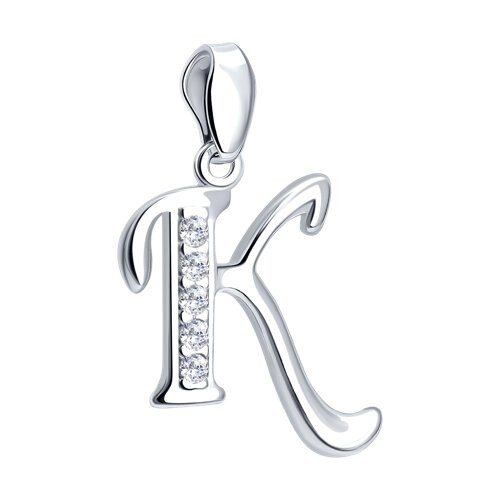 Подвеска-буква из серебра с фианитами