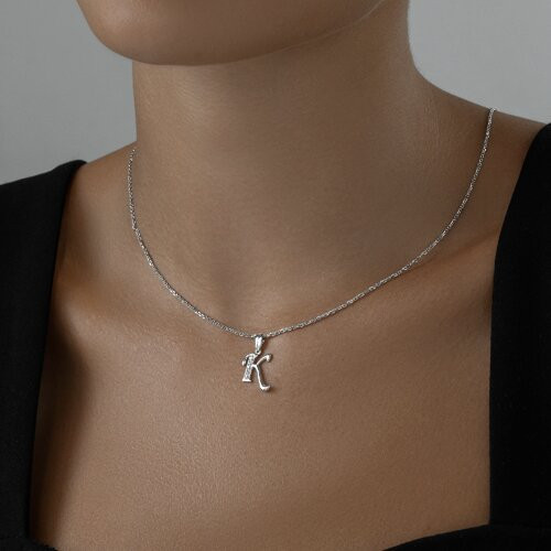 Подвеска-буква из серебра с фианитами