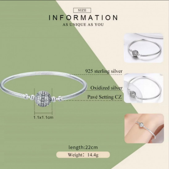 Браслет из серебра с фианитами «Pave»