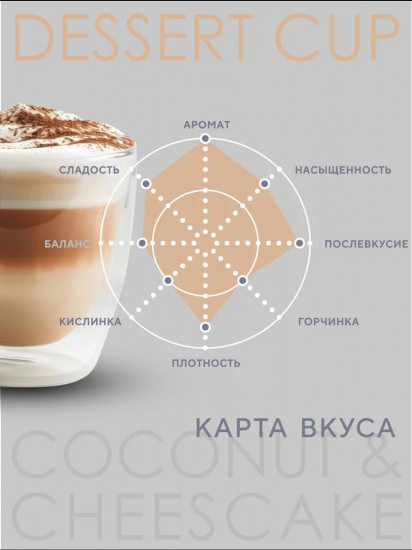 Кофе зерновой со вкусом кокоса и чизкейка «Dessert Cup»