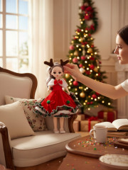 Новогодняя шарнирная музыкальная кукла-брелок - Фото 1