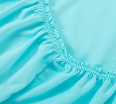 Простыня трикотажная на резинке (хлопок, 140х200+20 см, цвет бирюзовый) - Фото 1