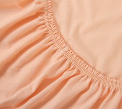 Простыня трикотажная на резинке (хлопок, 90х200+20 см, цвет персиковый) - Фото 1