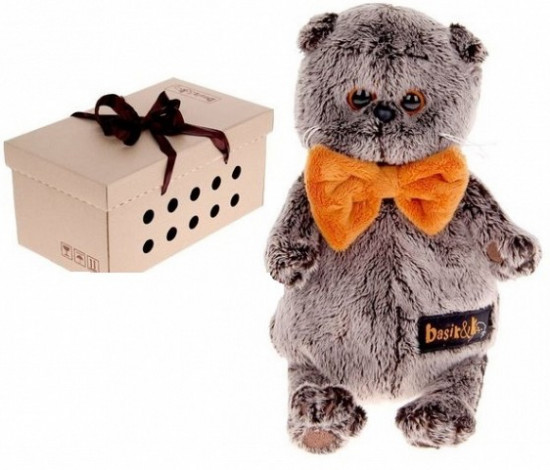 Мягкая игрушка «Басик в рыжем бархатном банте»