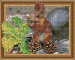 Картина-мозаика 3D с нанесенной рамкой «Белочка с шишками» - Фото 1