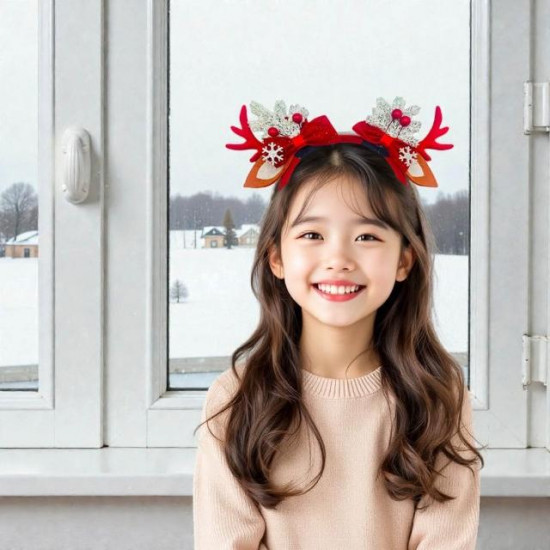 Новогодний ободок для волос с рожками оленя