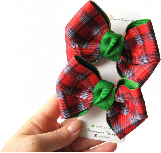 Подарочный набор бантов для волос ручной работы «Christmas Box»