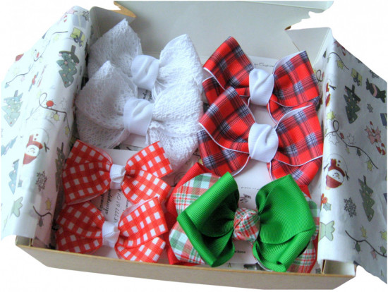 Подарочный набор бантов для волос ручной работы «Christmas Box»