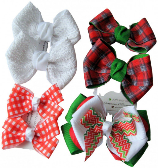 Подарочный набор бантов для волос ручной работы «Christmas Box»