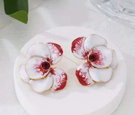 Серьги женские «Красная орхидея»