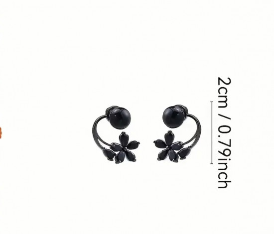 Серьги женские «Черный цветок»
