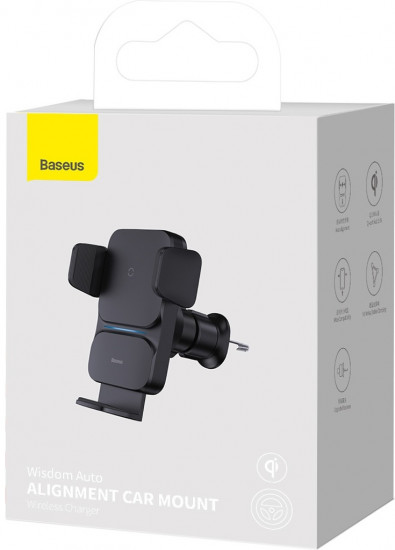 Автомобильный держатель для телефона Baseus Wisdom Auto Alignment Qi 15W