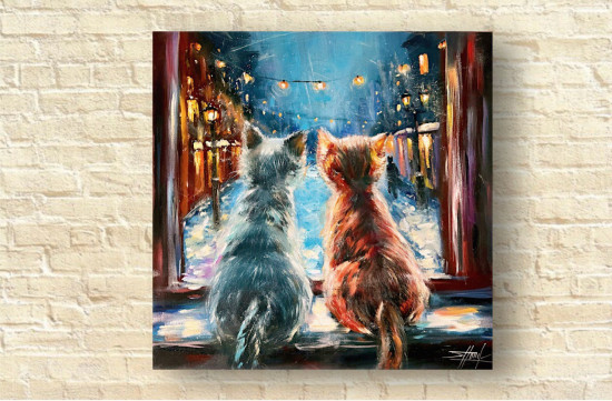 Картина маслом «Новогодний дозор»