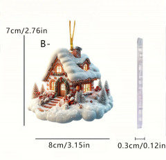 Набор акриловых подвесок на ёлку «Снежные домики» - Фото 3
