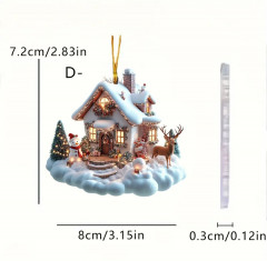 Набор акриловых подвесок на ёлку «Снежные домики» - Фото 5