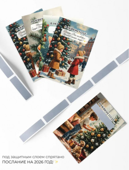 Набор мини-открыток новогодних с пожеланиями