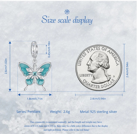 Шарм из серебра «Ледяная бабочка»