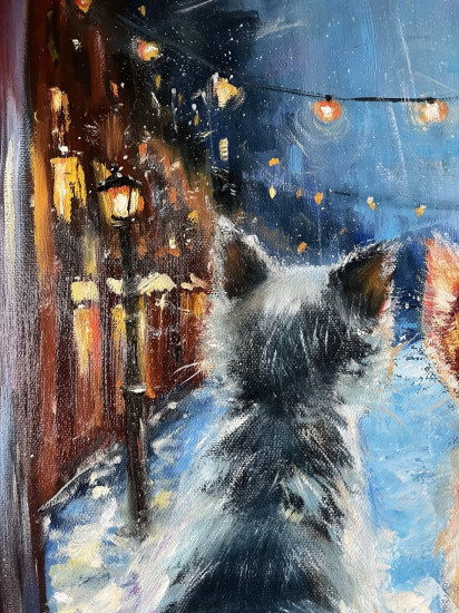 Картина маслом «Новогодний дозор»